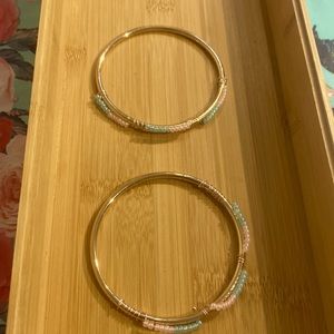 Gold ring 1 Bracelets pair for 2 handmade Wire Wrapping With Glass Seed Beads